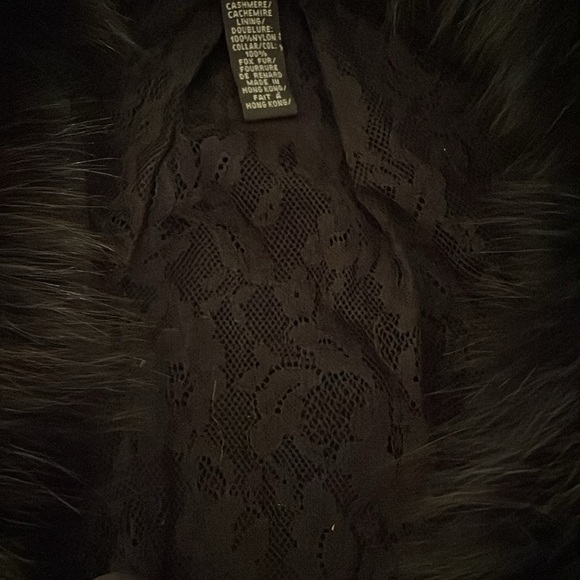 Robert Rodriguez stunning black shawl cape collar real fox cashmere lace size S - Picture 9 of 11